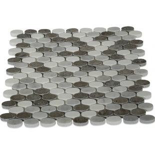 Orbit Ovals 0.5" x 1.25" Marble Mosaic Tile in Sleet by