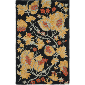 Blossom Wool Black / Multi Contemporary Rug
