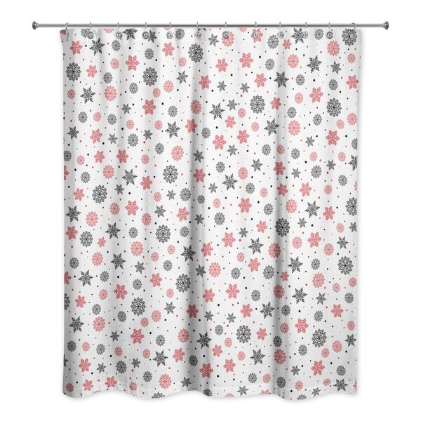 snowflake shower curtain white and teal