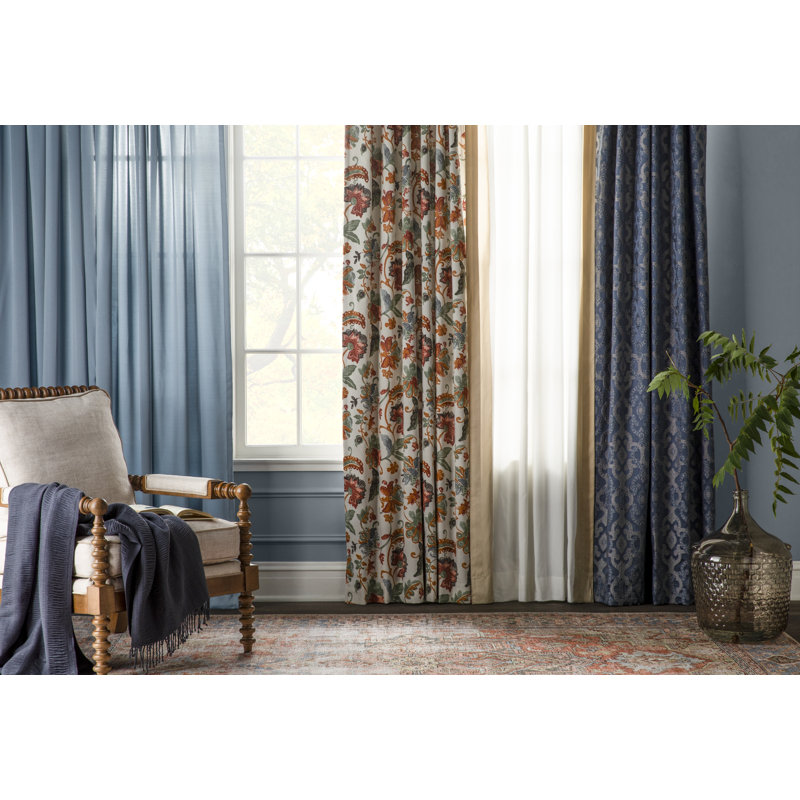 Jessamy Floral Blackout Thermal Rod Pocket Single Curtain Panel