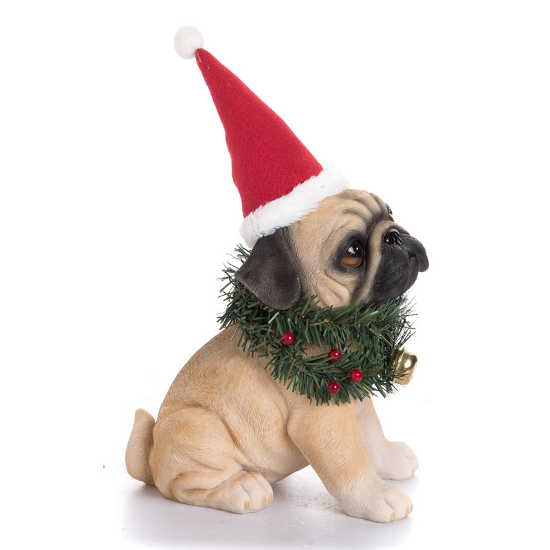 The Holiday Aisle Aaron Resin Santa Hat And Wreath Pug Pup Reviews Wayfair