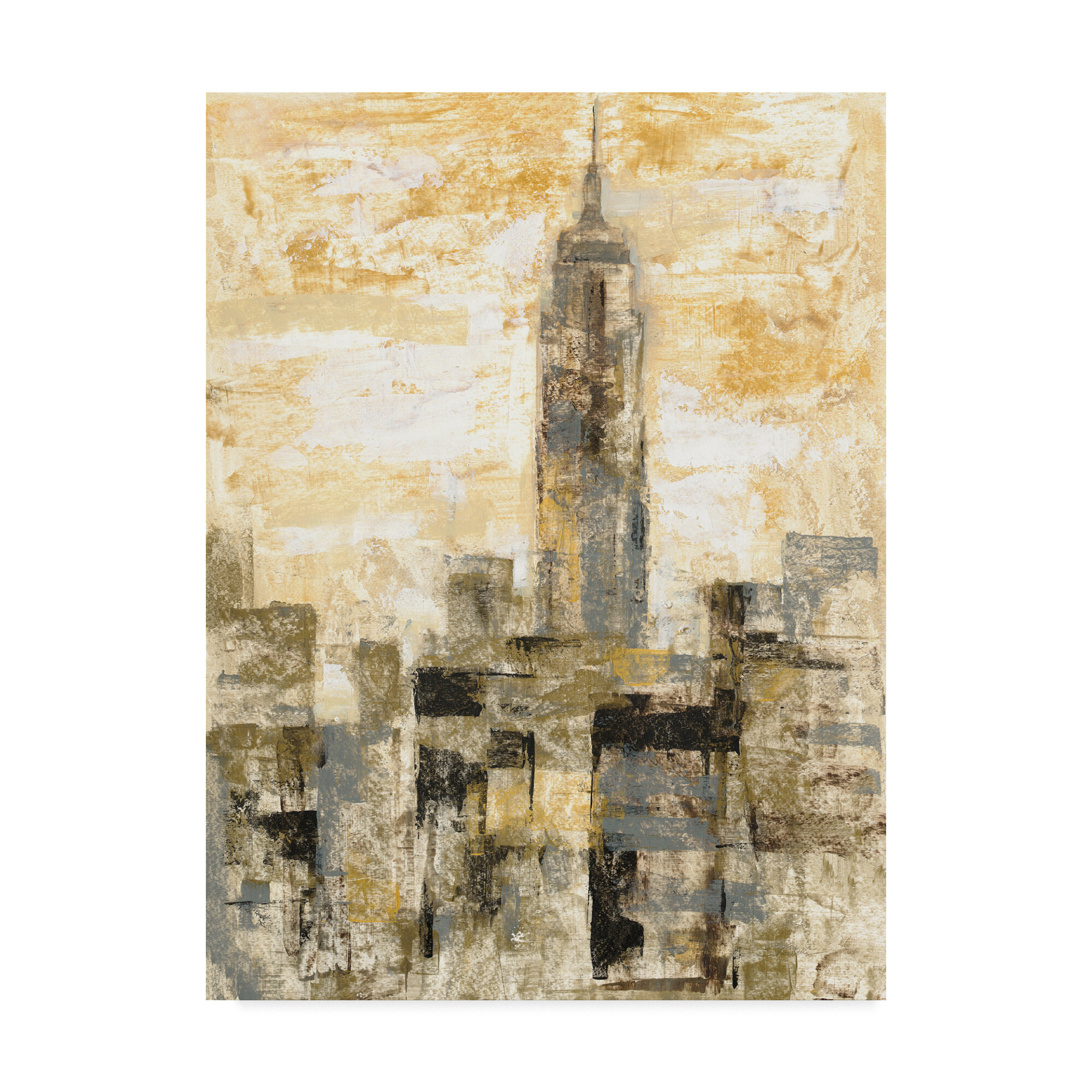 East Urban Home Manhattan Gray And Gold Ii Acrylic Painting Print On Wrapped Canvas Wayfair