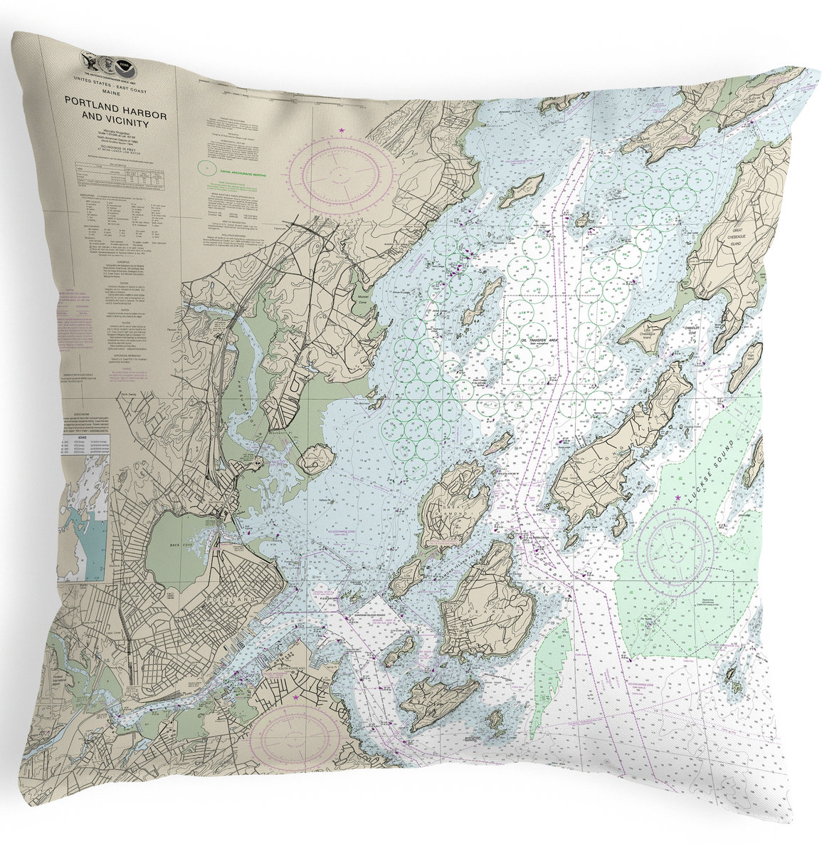 Highland Dunes Roush Portland Harbor And Vacinity Me Nautical Map Indoor Outdoor Lumbar Pillow Wayfair