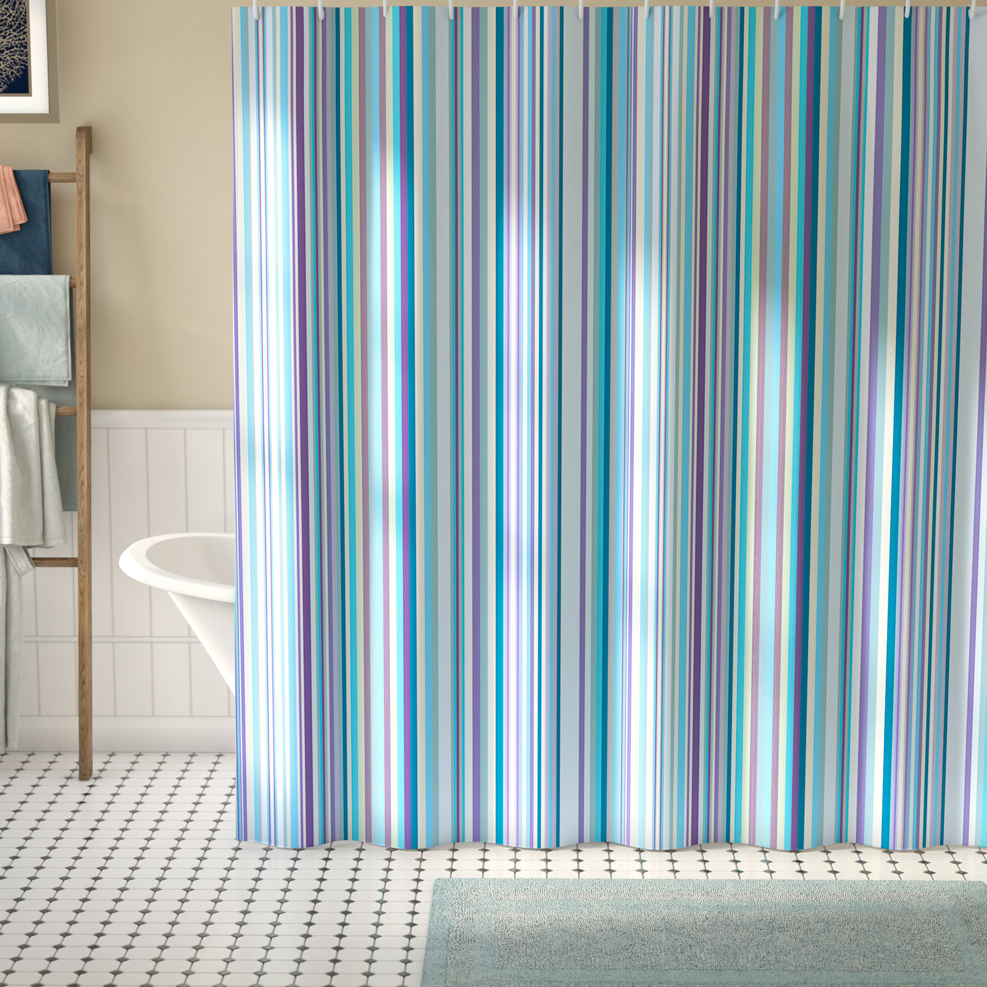 Longshore Tides Syreeta Blue Purple Geometric Single Shower