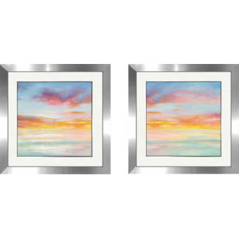 Highland Dunes Pastel Sky 2 Piece Framed Acrylic Painting Print Set Wayfair