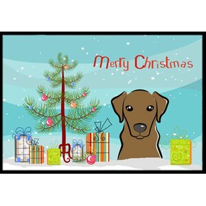 Christmas Tree and Chocolate Labrador Doormat