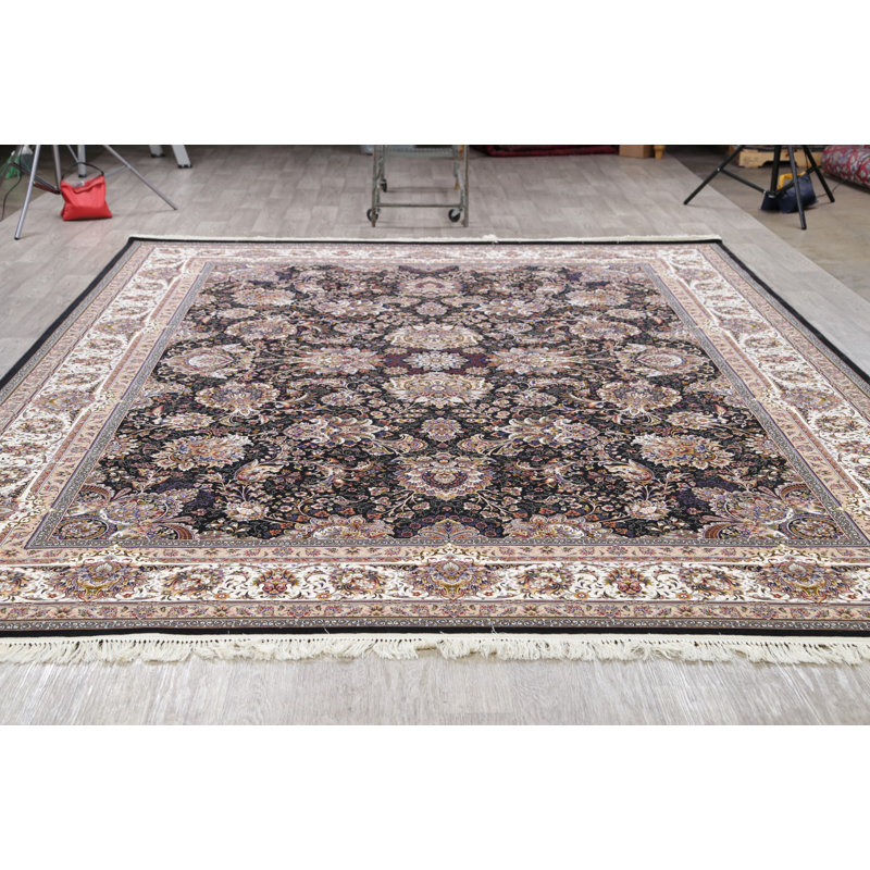 Charlton Home Obaseki Floral Turkish Oriental Black Ivory Area Rug Wayfair
