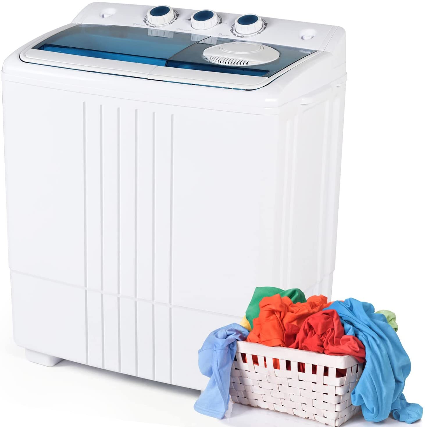 Mini Portable Washing Machine Small Semi-Automatic Combined Washing Machine for Camper Car Dormitory Compact Non-Electric Manual Rotary Dryer 
