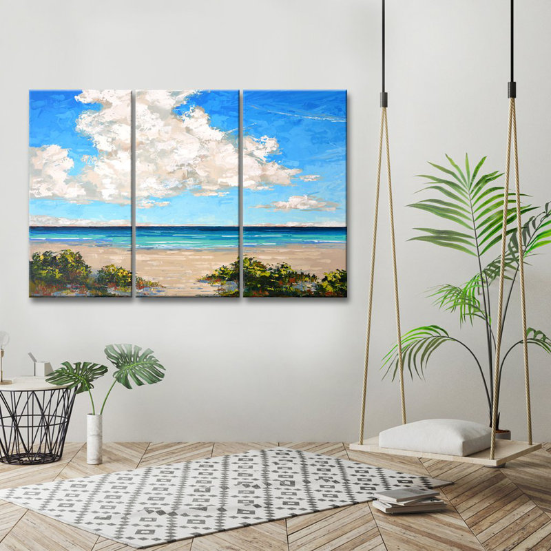 Bay Isle Home Easy Blues Wrapped Canvas Painting Print Multi