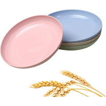 Lightweight,Unbreakable Assorted Color Plates with Matching Utensil Sets- Microwave,Dishwasher & Freezer Safe Wheat Straw Dinnerware Sets BPA Free- Wheat Straw Plates Great for Children & Adult 
