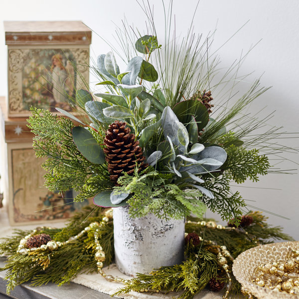 Union Rustic Winter Greenery And Pinecone Rustic Mixed Floral