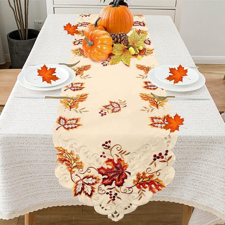 Pumpkin Maple Leaf Lace Tablecloth Table Runner Thanksgiving Day Decor Welcome