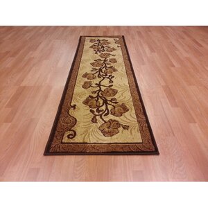 Hand-Carved Brown Area Rug