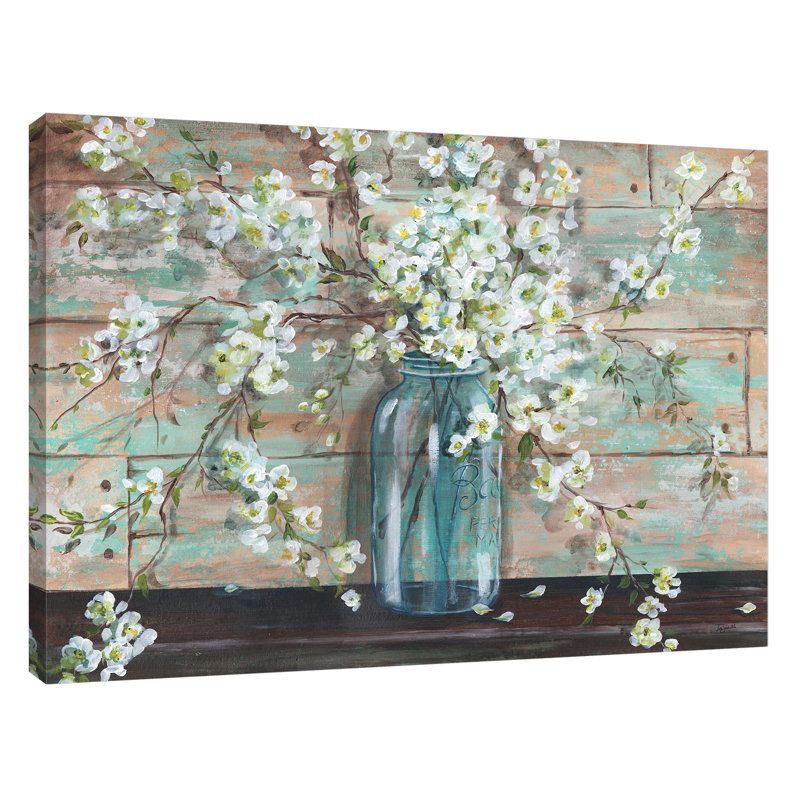 Laurel Foundry Modern Farmhouse Blossoms In Mason Jar By Tre Sorelle Wrapped Canvas Print Reviews Wayfair