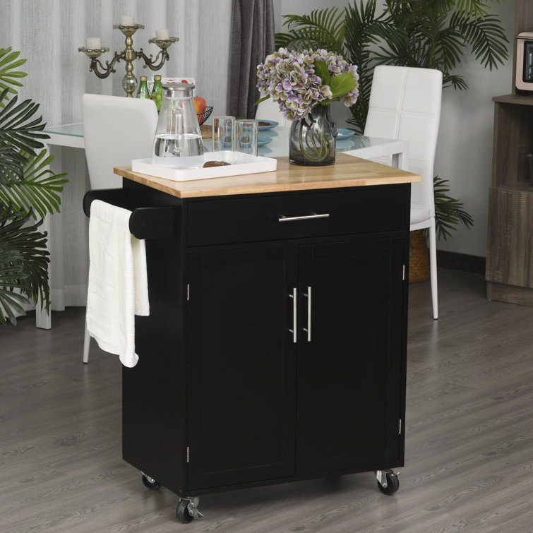 Allieana 32.75'' Wide Rolling Kitchen Cart with Solid Wood Top
