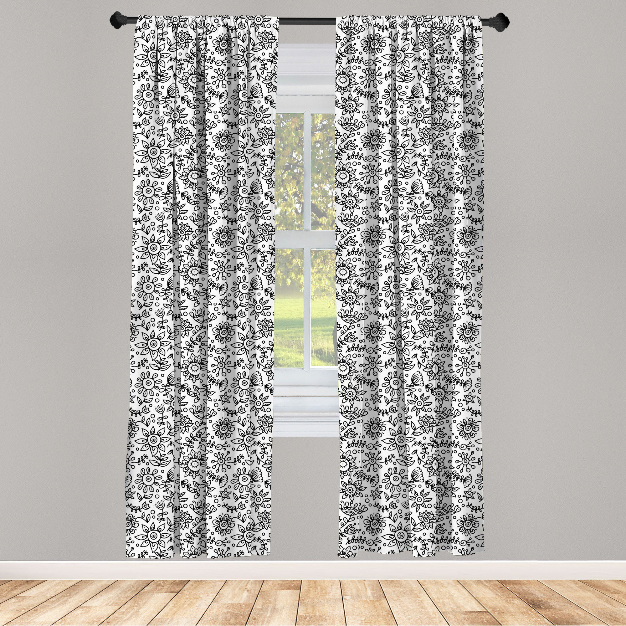Window Drapes 5 Sizes 2 Panel Set by Ambesonne with Rod Pocket 