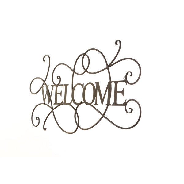 Rosalind Wheeler Elegant Scrolled Welcome Wall Decor & Reviews | Wayfair
