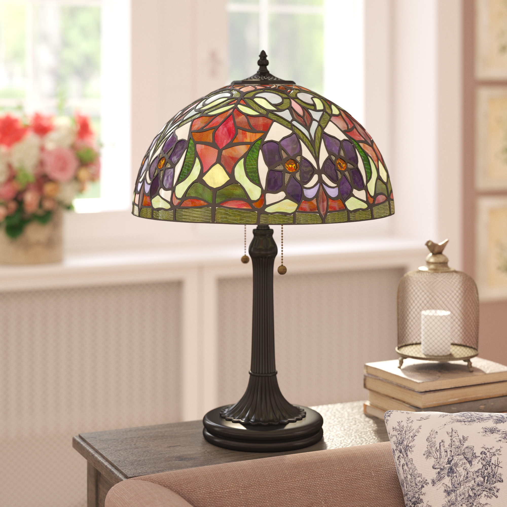 August Grove Yerres Tiffany 23 5 Bronze Table Lamp Reviews Wayfair