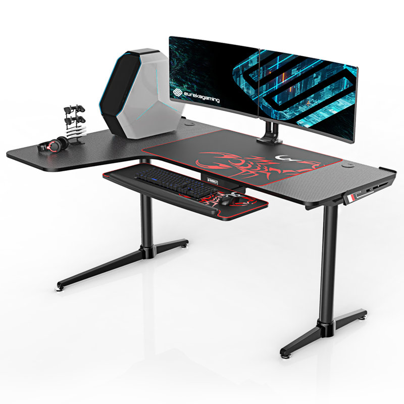 Ebern Designs® L60 Gaming Desk - L Shaped Black Gaming ...