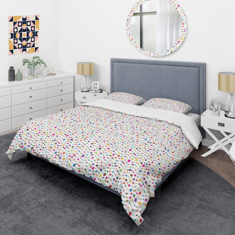 East Urban Home Waves Of Polka Dots Mid Century Duvet Cover Set