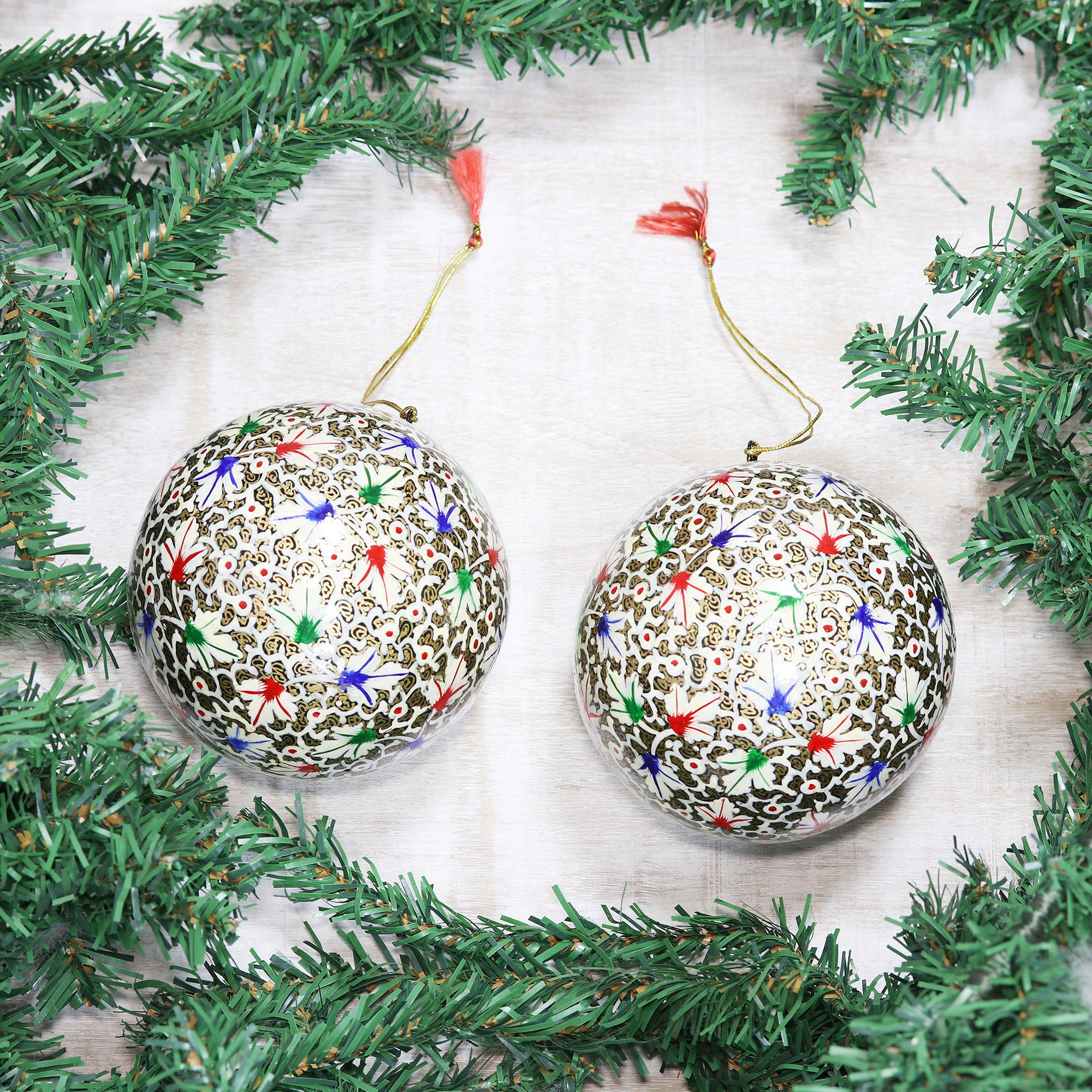 The Holiday Aisle® Large Papier Mache Ball Ornaments Set of 2 Wayfair