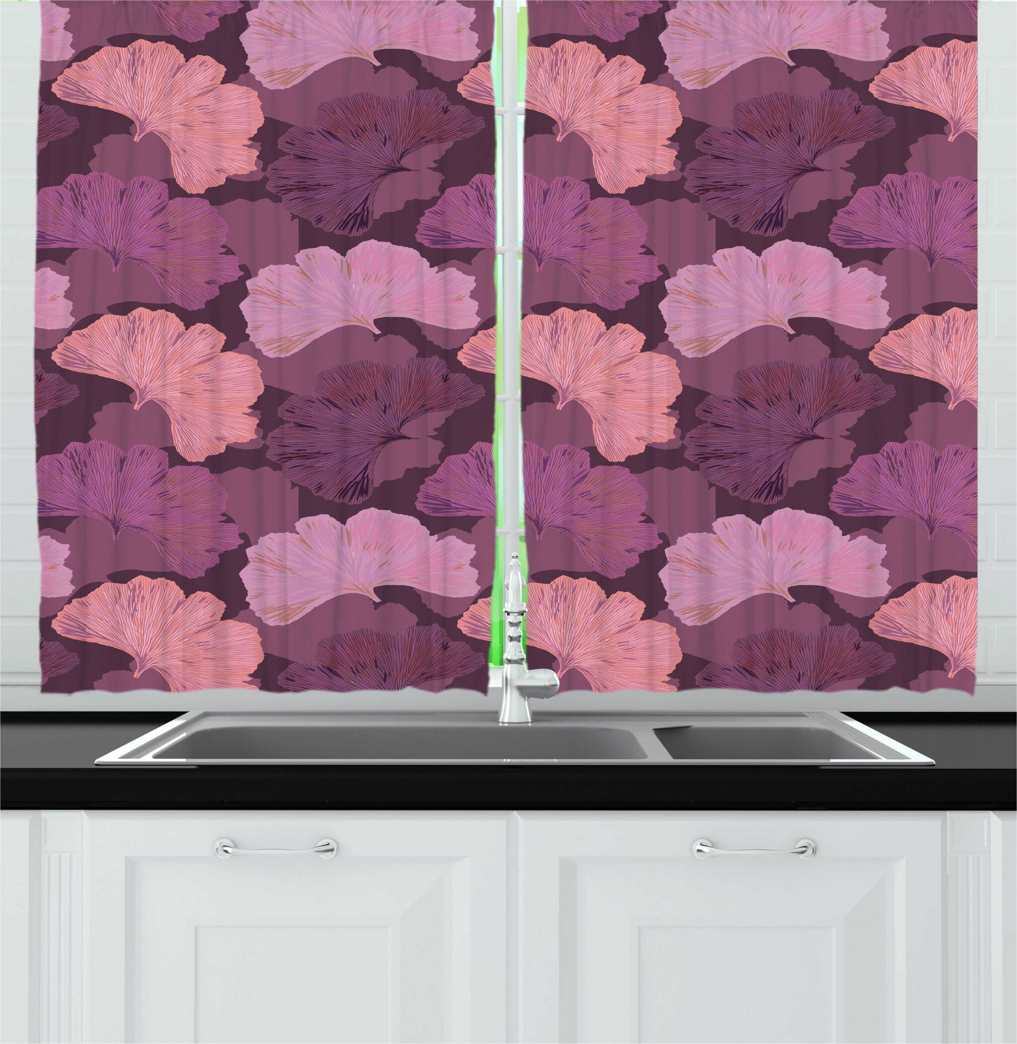 Floral 20'' Kitchen Curtain in Eggplant