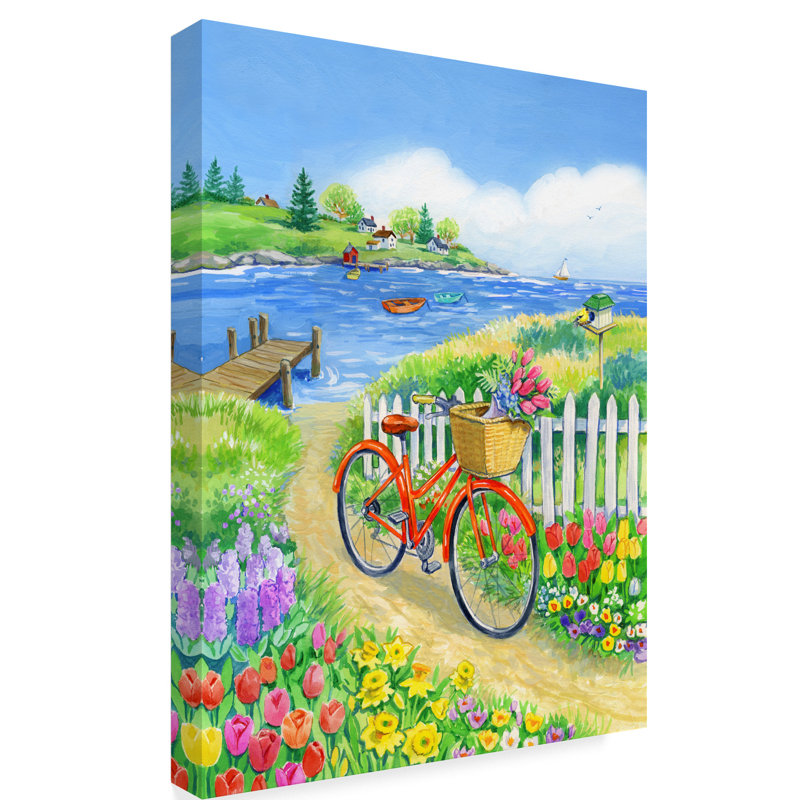 Trademark Art Bike Path In Spring Acrylic Painting Print On