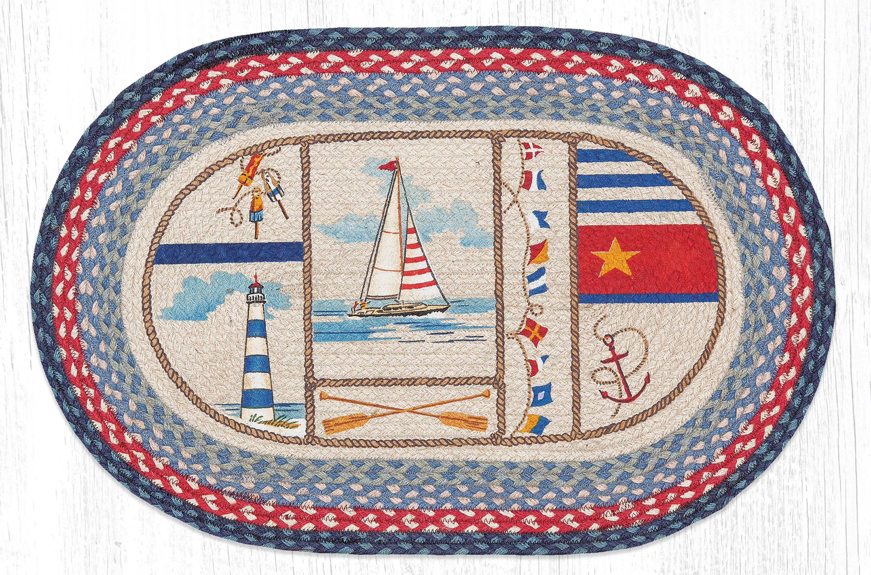 Earthrugs Nautical Breeze Oval Patch 30 In X 20 In Indoor Only