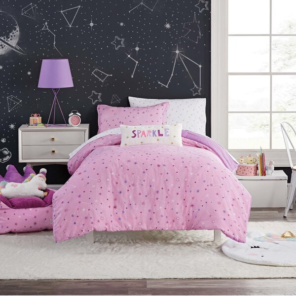 White Watercolor Horse Collection Bedding Set Lavender and Pink on White Luxur 