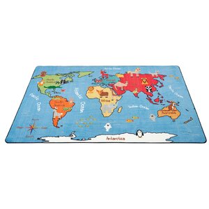 Animals of the World Activity Blue Area Rug