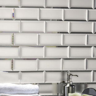 Mirrored Tile You Ll Love Wayfair Echo 3 X 6 Matte Mirror Gl Field Tile In Silver