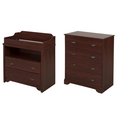 South Shore Fundy Tide Changing Table Dresser Set Color Royal Cherry