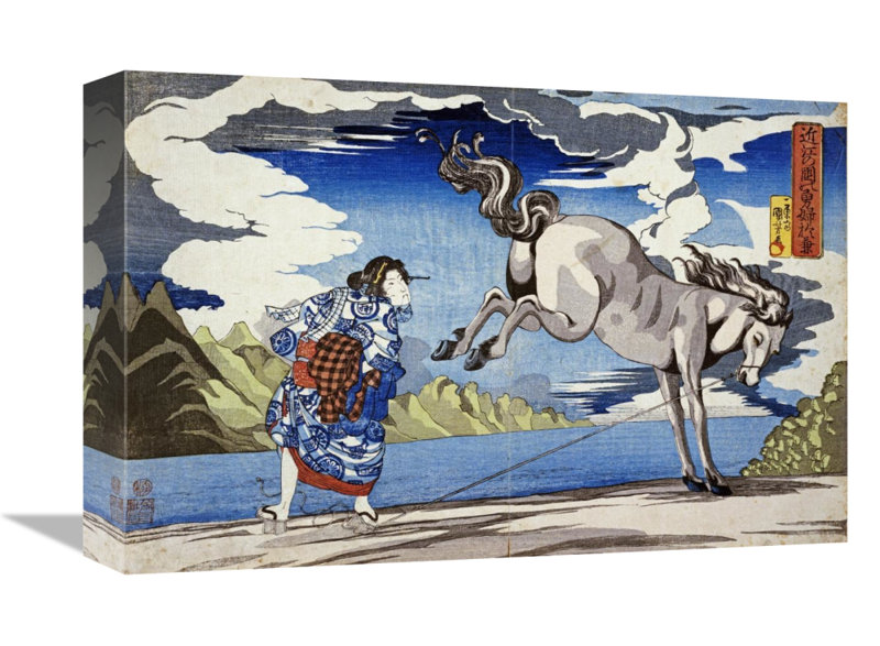 East Urban Home The Strong Woman Subduing A Wild Horse Print On
