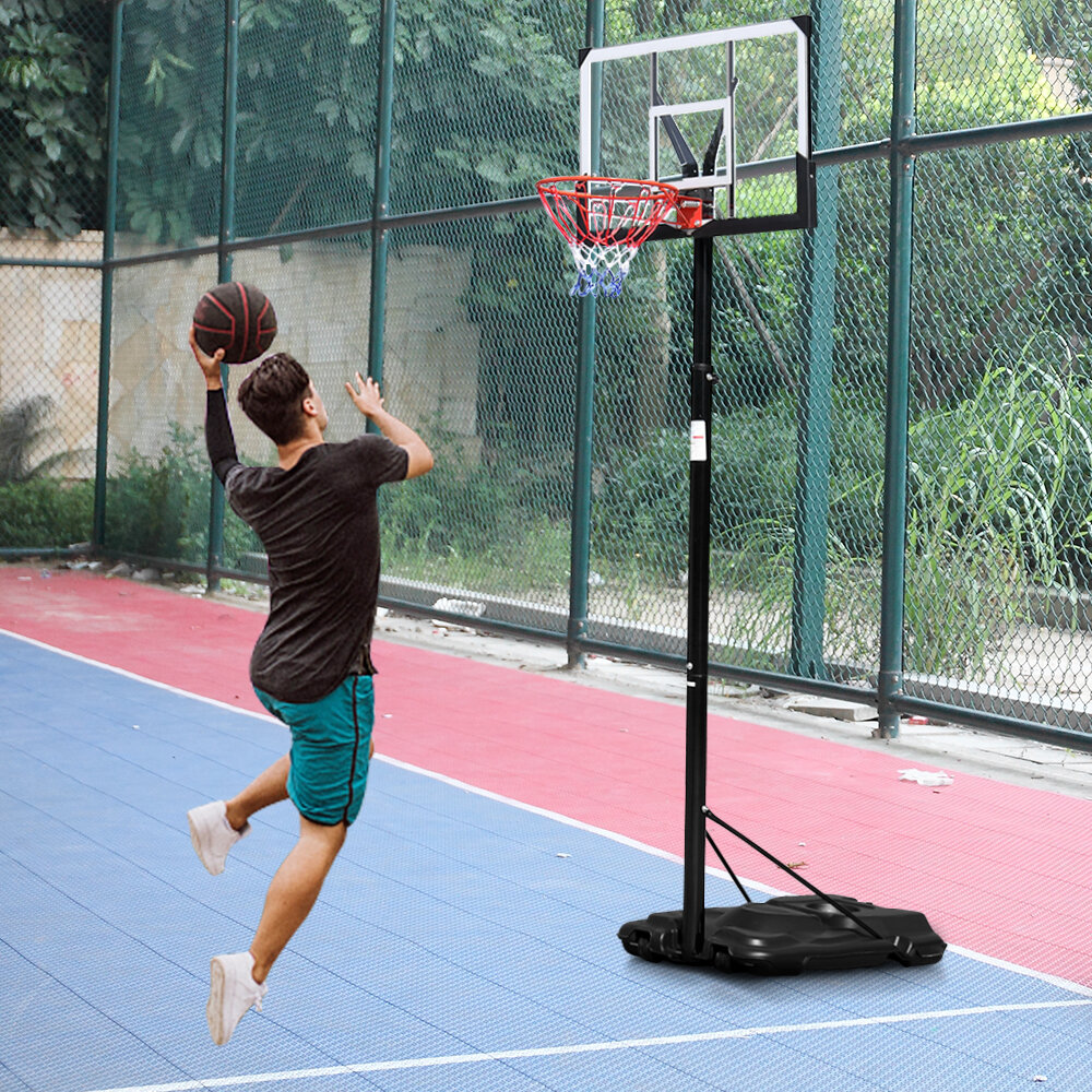 28 Backboard Free Standing System w/Wheels Outdoor Indoor Basketball Training for Teenager Adjustable Height Portable Basketball Hoop 