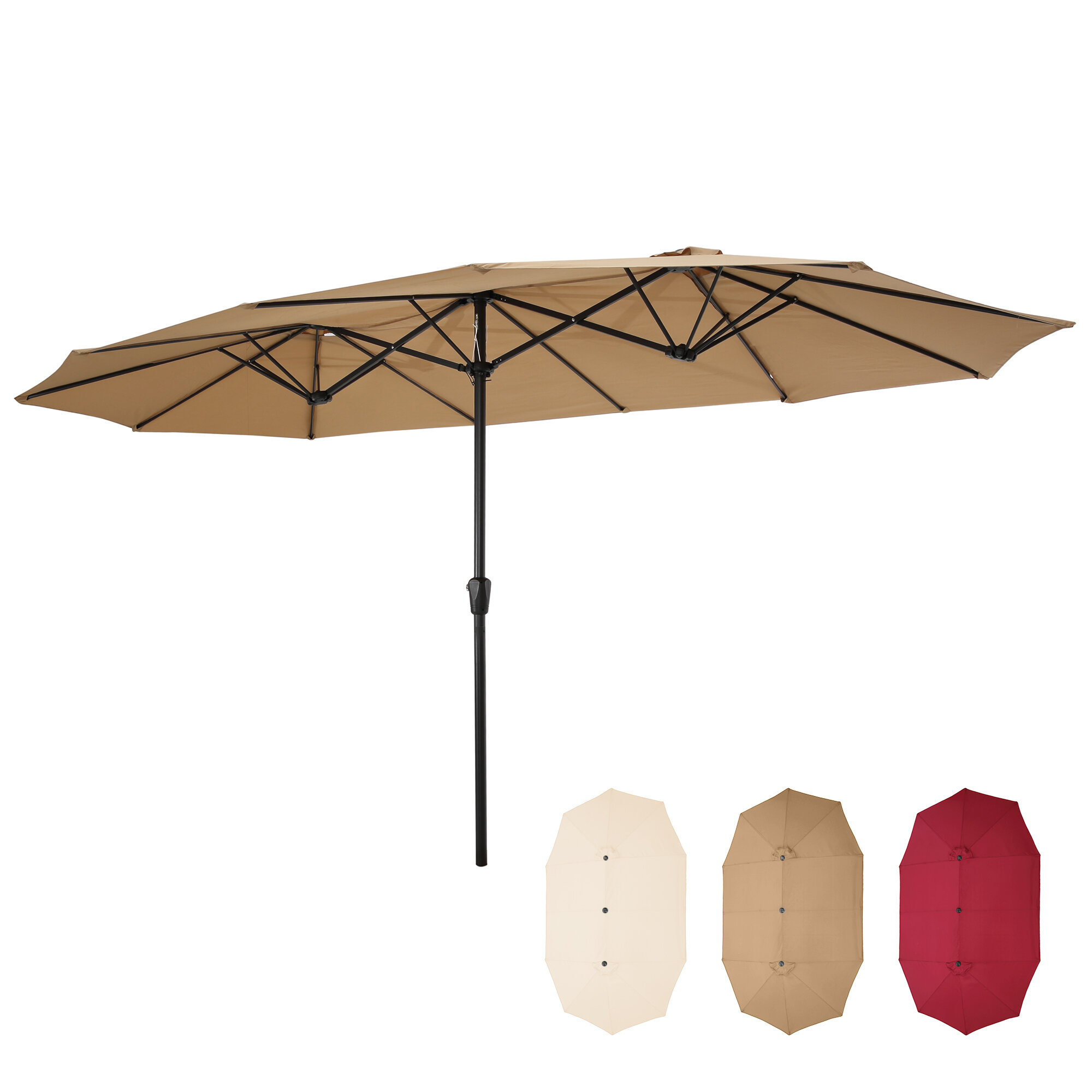 Freeport Park Conkle 14 7 X 8 10 Rectangular Lighted Beach Umbrella Wayfair