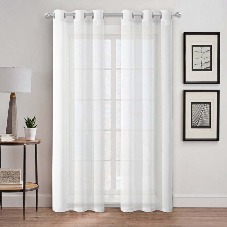 Winston Porter Au Natural Canvas Mesh Semi Sheer Linen Blend Grommet Window Curtain Panels Wayfair Winston Porter Au Natural Canvas Mesh
