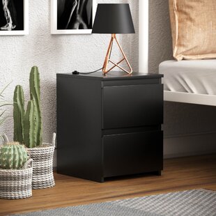 wide black bedside table