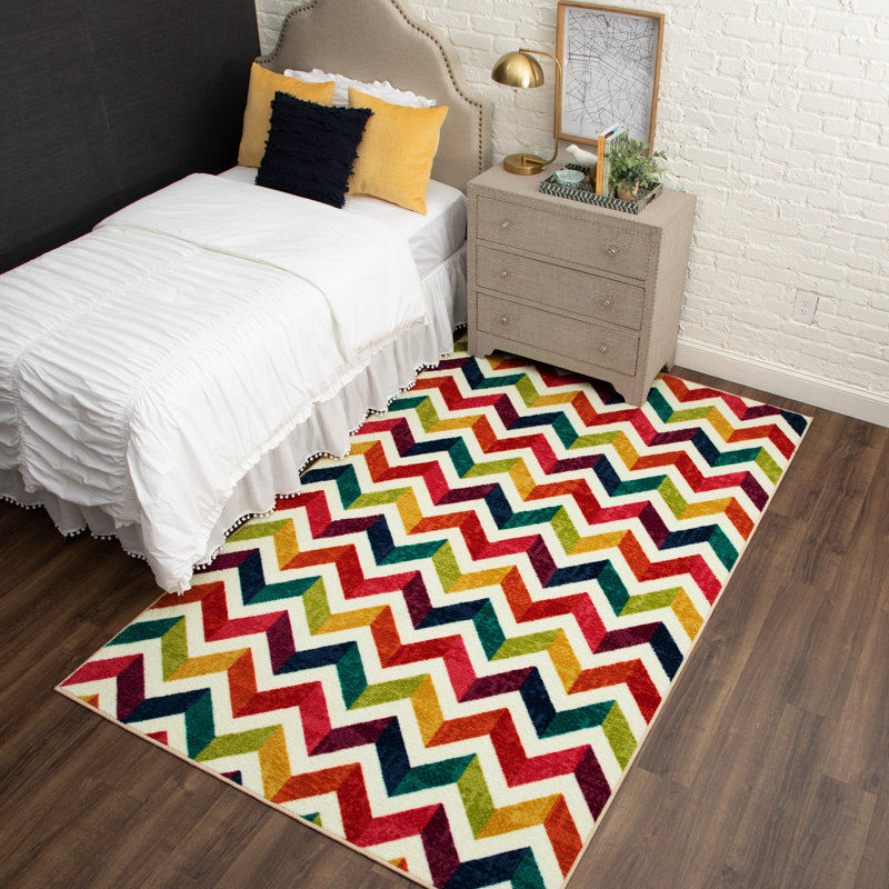 Latitude Run Rory Chevron Red Yellow Area Rug Reviews Wayfair