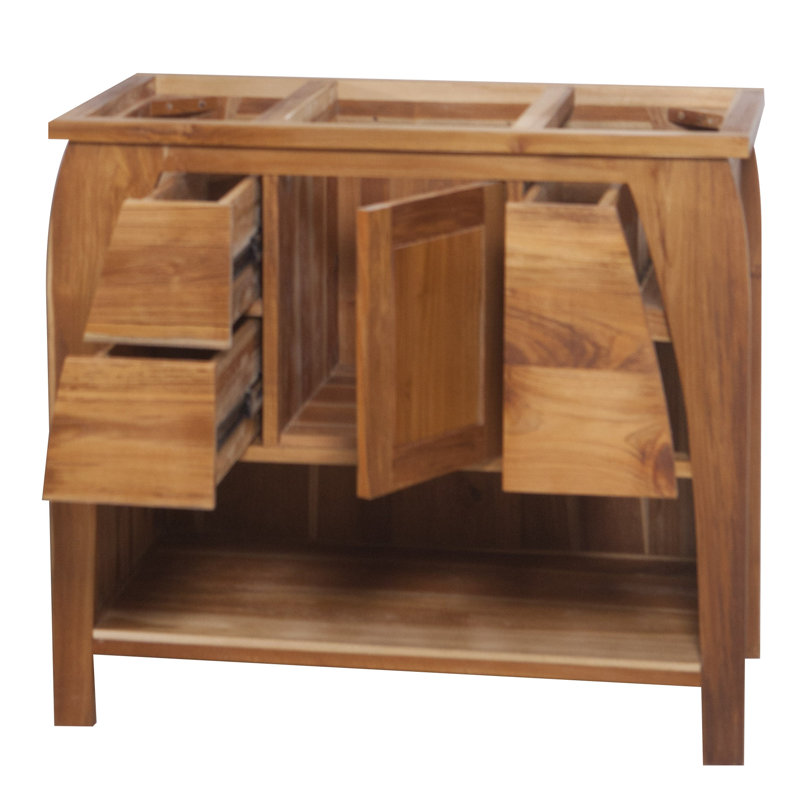 Ecodecors Tranquility Solid Teak 36 Single Bathroom Vanity Base Only Wayfair