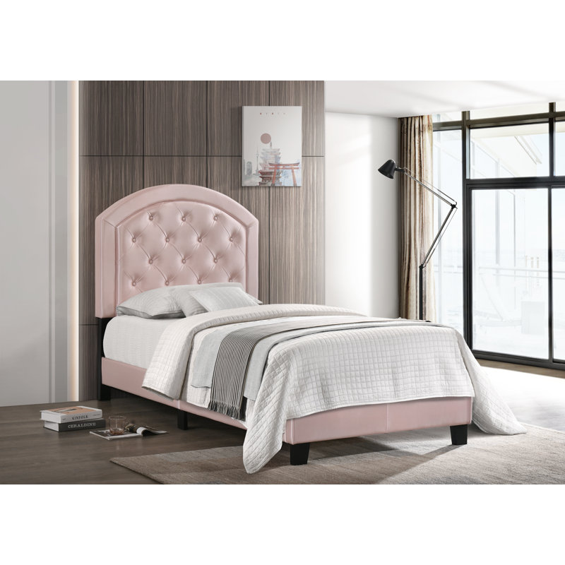 gabby pink upholstered bed