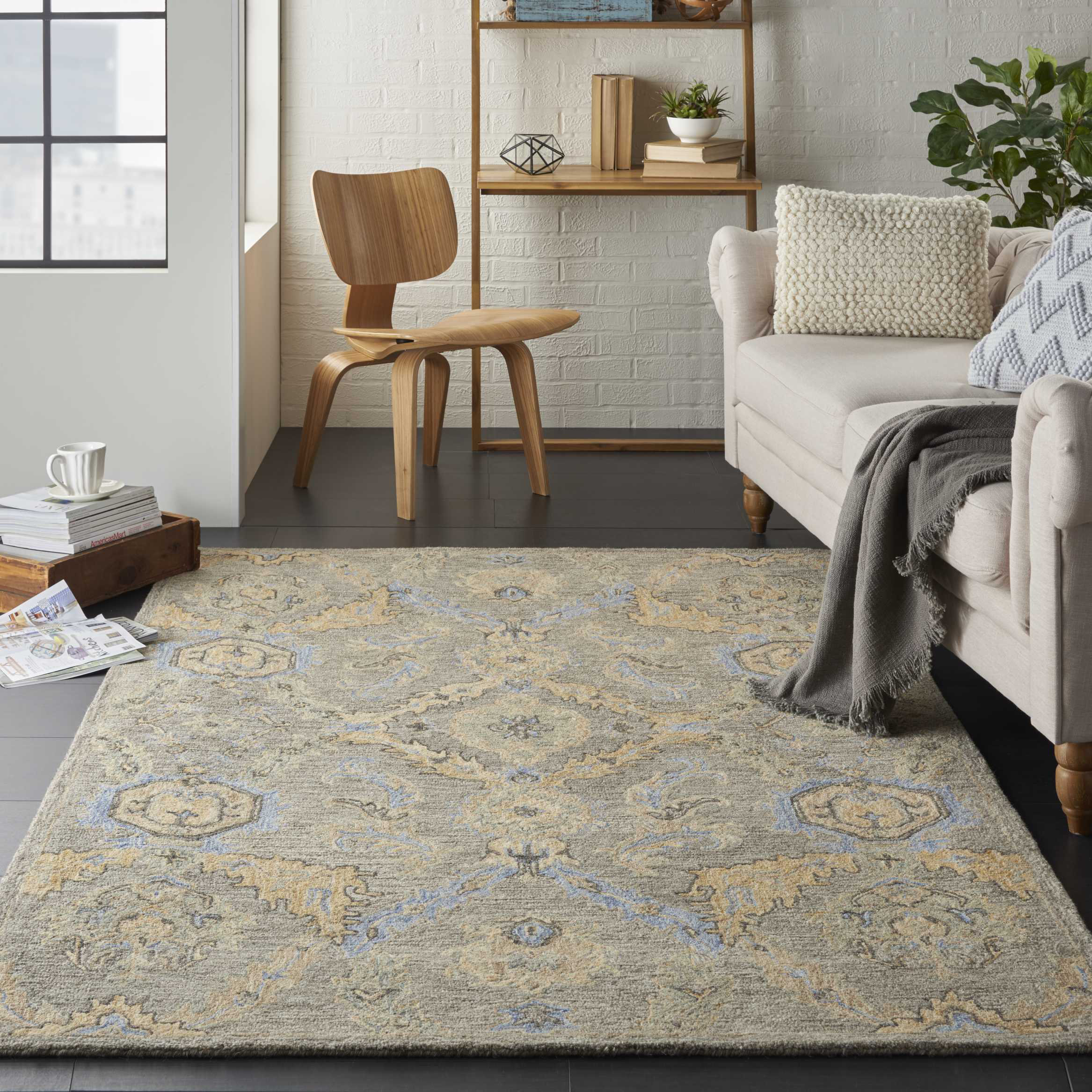 Alcott Hill Minton Floral Hand Hooked Wool Taupe Blue Rug Reviews Wayfair
