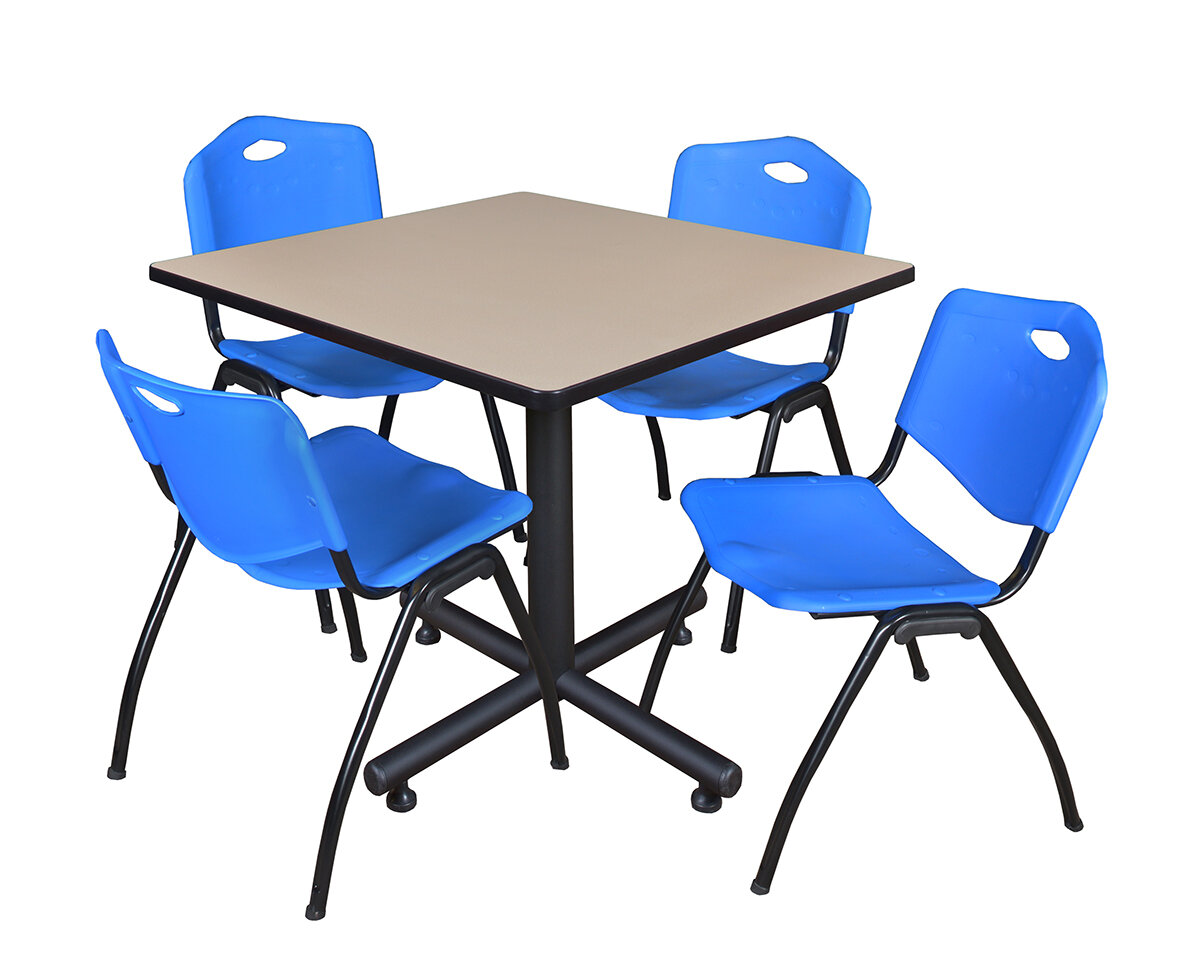 Symple Stuff Marin 5 Piece Square Breakroom Table And Chair Set Wayfair