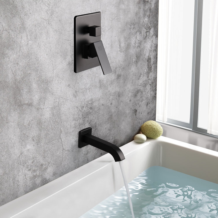 Pop Sanitaryware Matte Black Shower System Bathroom Rainfall Shower Faucet Set With Tub Spout Wall Mounted 8 Inch Shower Head And Handle Set With Handheld 3 Function Tub And Shower Trim Kit