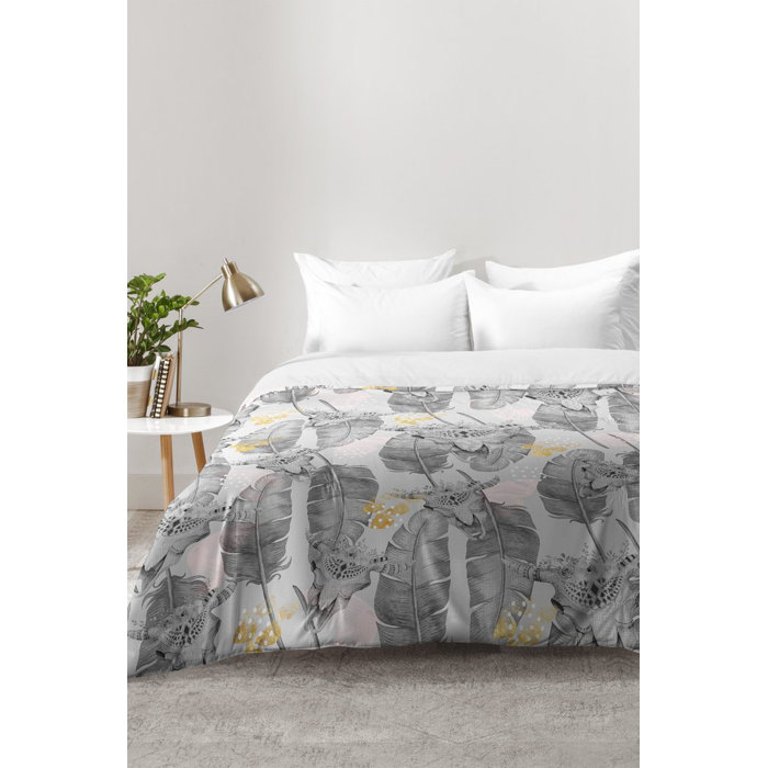 Geometric Feathers King Size Duvet Cover Set Reversible Bedding