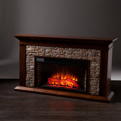 Darby Home Co Alvar Simulated Electric Fireplace Finish Whiskey Maple