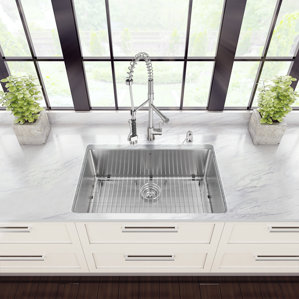VIGO 32 inch Undermount Single Bowl 16 Gauge Stainless Steel Kitchen Sink with Zurich Chrome Faucet, Grid, Strainer and So...