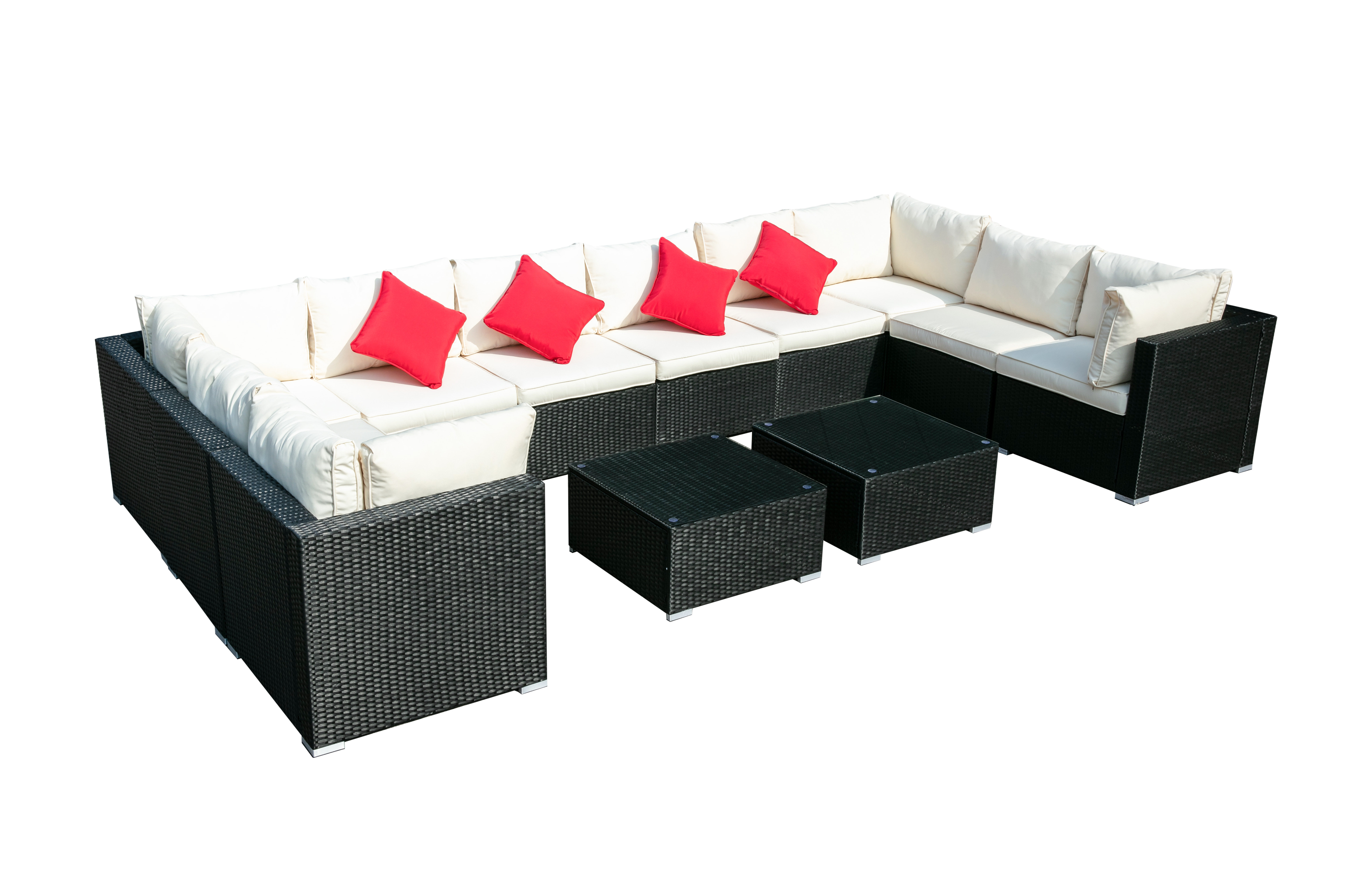 Latitude Run Oahu 12 Piece Rattan Sectional Seating Group With