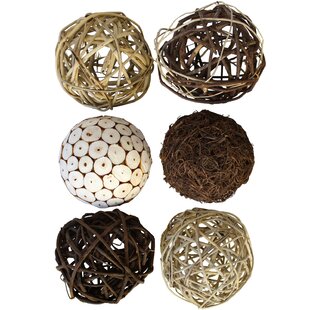 6pc Set Decorative Balls Natural Burlap w Black Stars Bowls Jars Cloche Fillers 