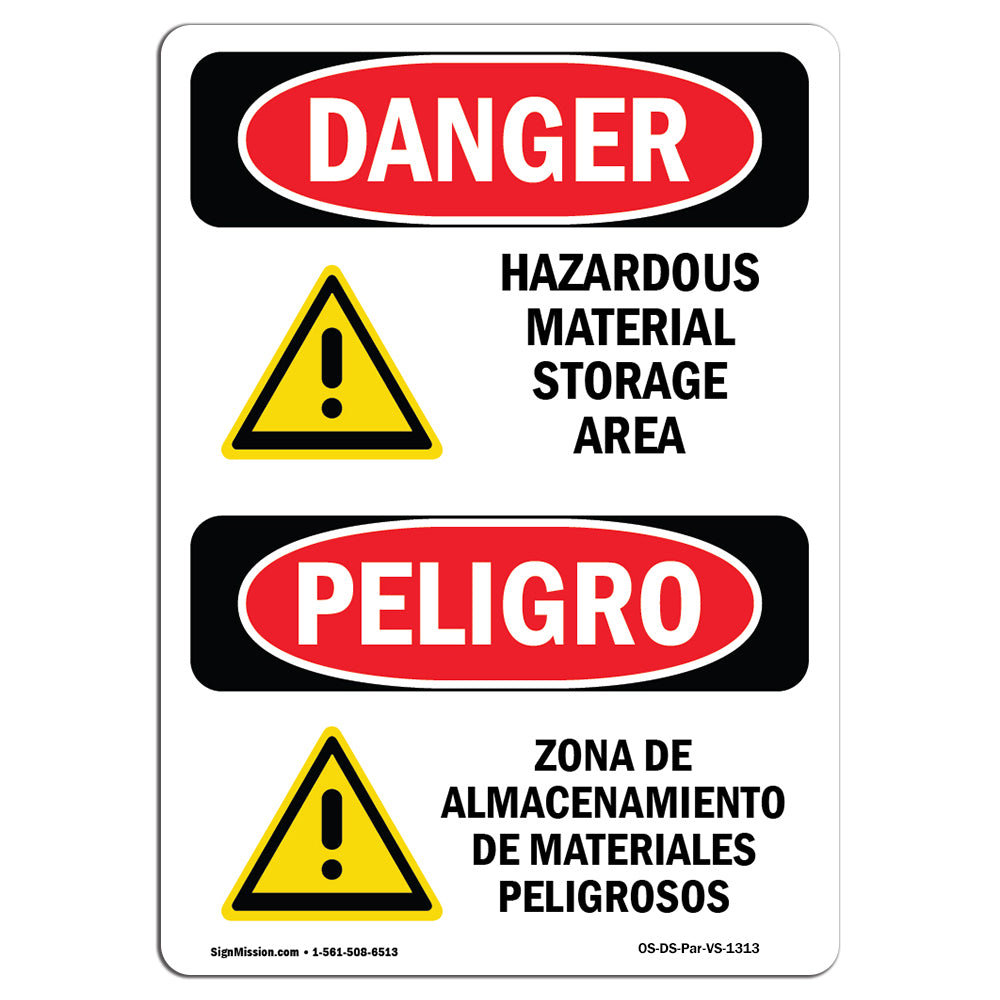 SignMission OSHA Danger Hazardous Material Storage Area Bilingual Sign Wayfair