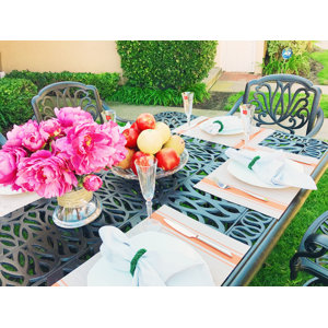 Nina Traditional Rectangular 9 Piece Dining Set with Cushions